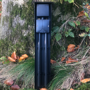 Luxe Buiten Stopcontact Paaltje RVS Zwart - Enkelvoudig en UV Bestendig