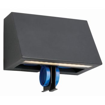 Buitenwandlamp Led 5,2W. Zwart incl. 2x stopcontact